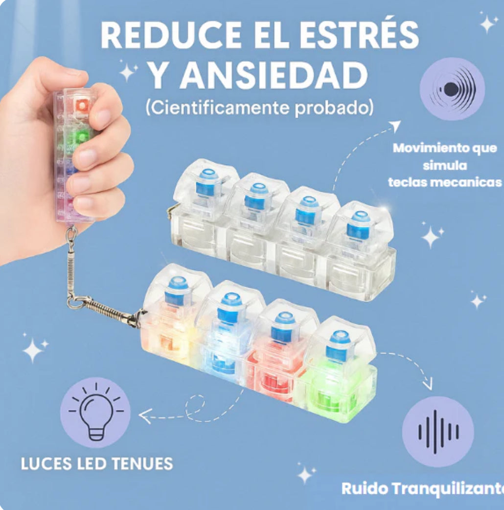 KeyStress™ Mini teclado Anti‑Estrés, llavero Fidget