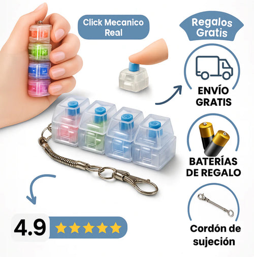KeyStress™ Mini teclado Anti‑Estrés, llavero Fidget